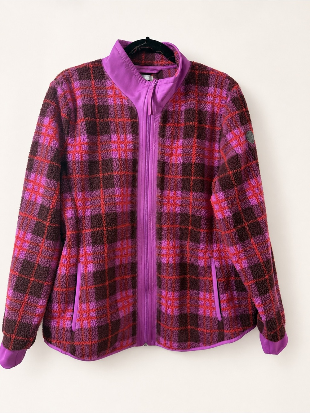 Talbots women’s Purple Plaid Sherpa Jacket